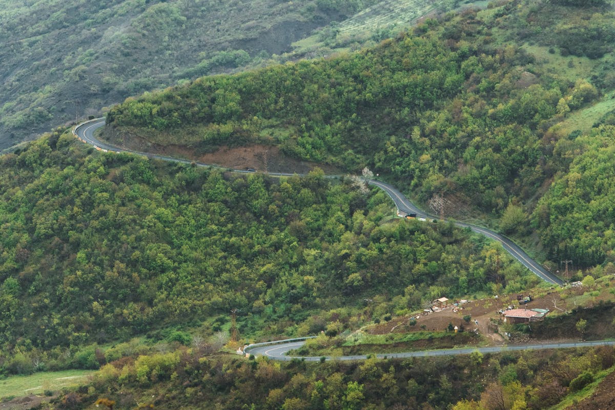 Road approaching the Sukobin border crossing between Montenegro and Albania