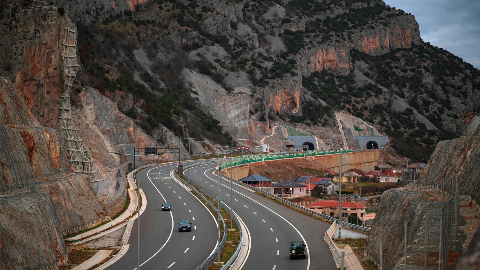 Mountain highway with empty lanes